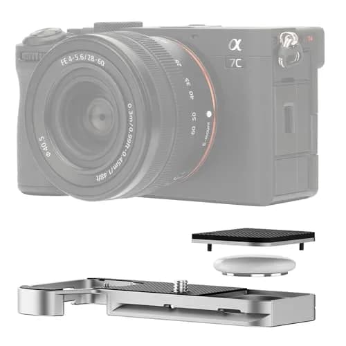 JJC Silver Camera Support Hand Grip for Sony A7CII A7CR with Arca-Type Plate & AirTag Slot | 1/4"-20 Tripod Socket thumbnail 1