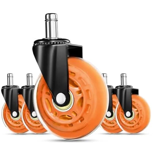 RidRed Orange Heavy-Duty Office Chair Wheels | 7.6 cm (3 Inch) Rollerblade Casters, 5-Pack, Noise-Free, Universal Fit thumbnail 1