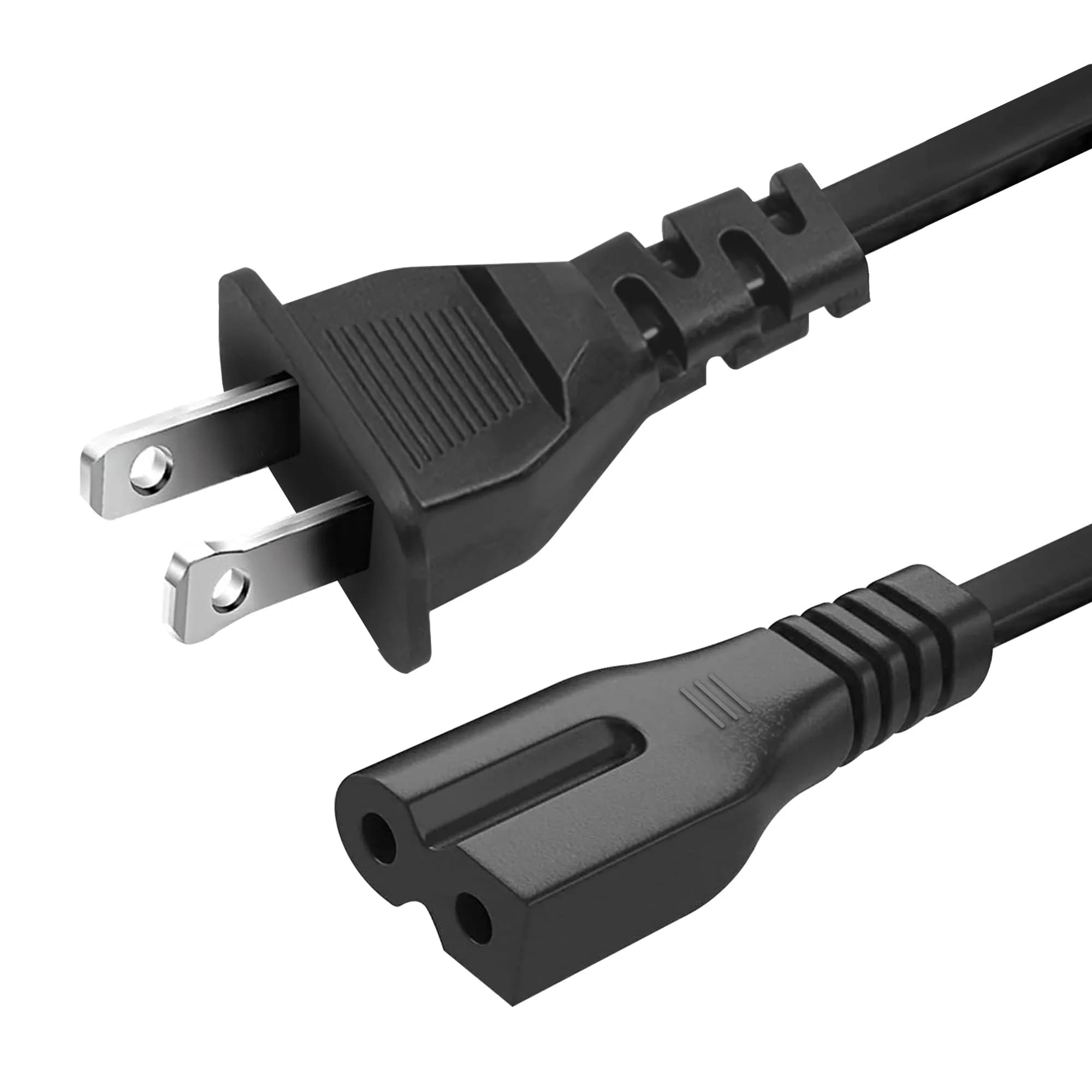 LORDTRONICS 10ft Polarized AC Power Cord with C7P Plug | 2-Prong Replacement Cable