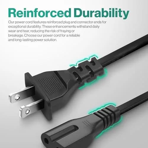 LORDTRONICS 3ft AC 2 Prong C7P Polarized Power Cord for PlayStation 1, PS2 & Vizio TV | Durable, Compatible & 125V/7A thumbnail 5