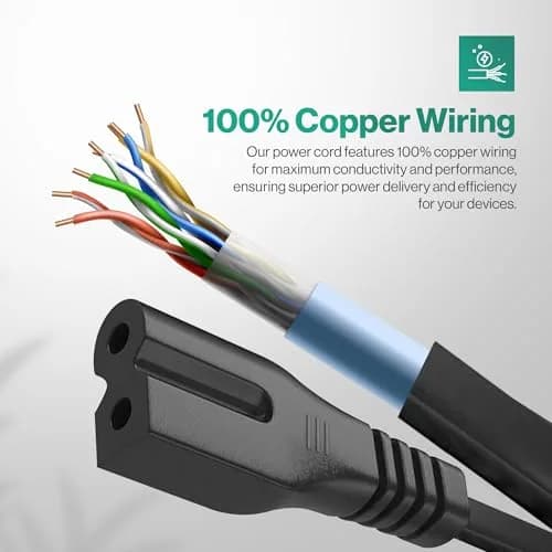 LORDTRONICS 3ft AC 2 Prong C7P Polarized Power Cord for PlayStation 1, PS2 & Vizio TV | Durable, Compatible & 125V/7A thumbnail 6