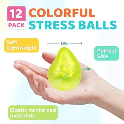 VESPRO 12 Pack Fidget Stress Balls 4.1cm (1.6in) | Non-Toxic, BPA-Free, ASTM-Tested thumbnail 2