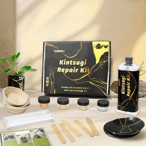 TJINHEZ Kintsugi Repair Kit | Food Safe Gold & Silver for Ceramics (Complete Set) thumbnail 8