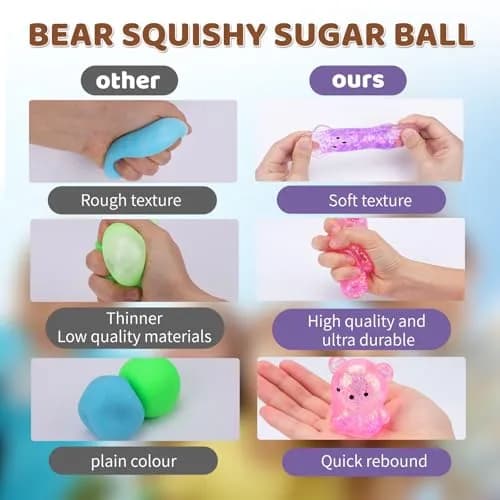 VESPRO Cute Bear Squeeze Ball Fidget Toys 5.3cm (2.1 inch) | Non-Toxic TPR Stress Ball thumbnail 4