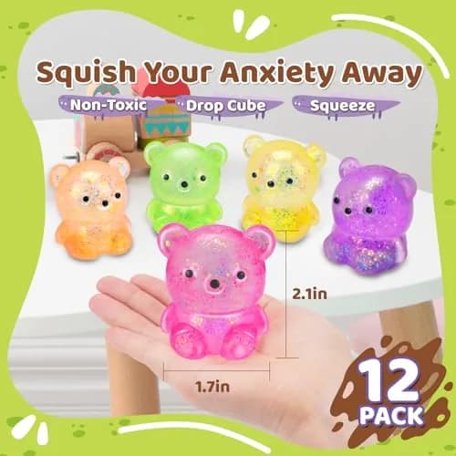 VESPRO Cute Bear Squeeze Ball Fidget Toys 5.3cm (2.1 inch) | Non-Toxic TPR Stress Ball thumbnail 2