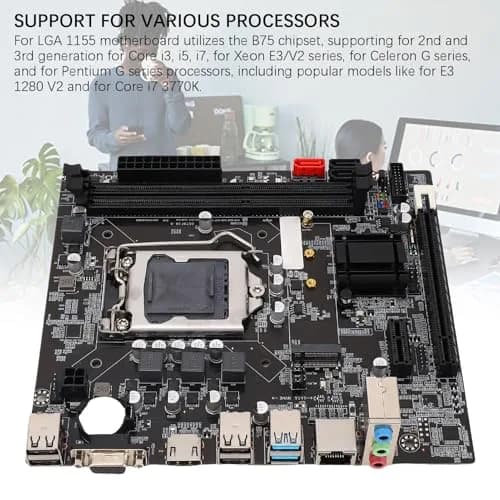 Diyeeni B75 LGA1155 Motherboard Micro ATX 17x19cm | Supports 2nd/3rd Gen Intel Core i3/i5/i7 thumbnail 6