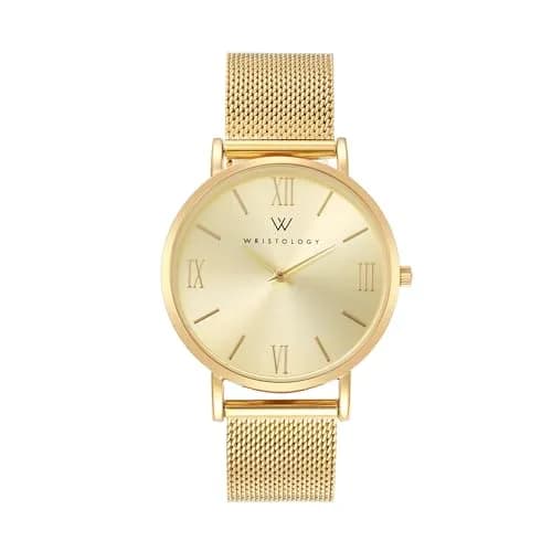 WRISTOLOGY Large face Roman Numerals Womens Watch with Easy Change Band | Clear Analog Face, 38mm, Gold thumbnail 1