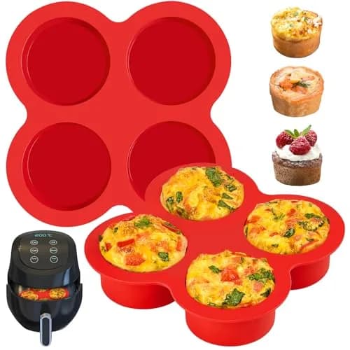 JOERSH Silicone Air Fryer Muffin Pan, 4 Cups, 2 Pack | Makes 8 Egg Bites or Mini Muffins thumbnail 1