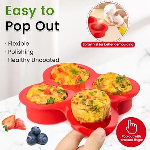 JOERSH Silicone Air Fryer Muffin Pan, 4 Cups, 2 Pack | Makes 8 Egg Bites or Mini Muffins thumbnail 4