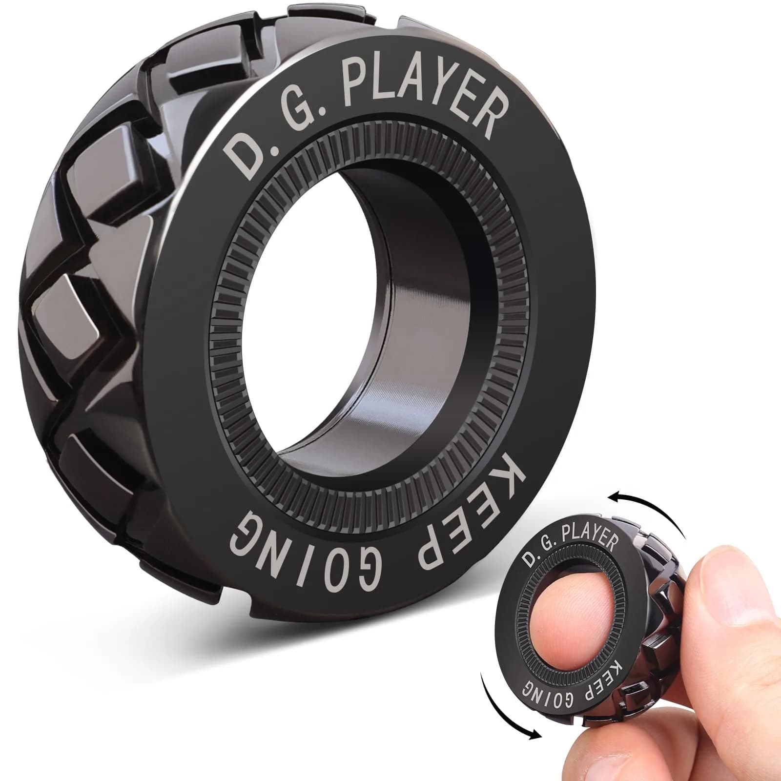 D.G.PLAYER Metal Magnetic Spin Ring Fidget Toy 1.3cm (0.51 inches) | Satisfying Sounds for Stress Relief