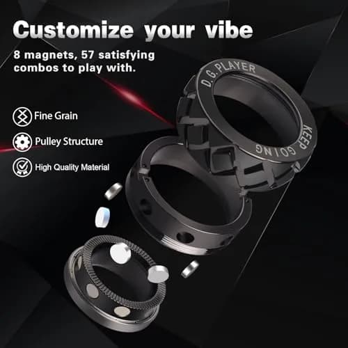 D.G.PLAYER Metal Magnetic Spin Ring Fidget Toy 1.3cm (0.51 inches) | Satisfying Sounds for Stress Relief thumbnail 2