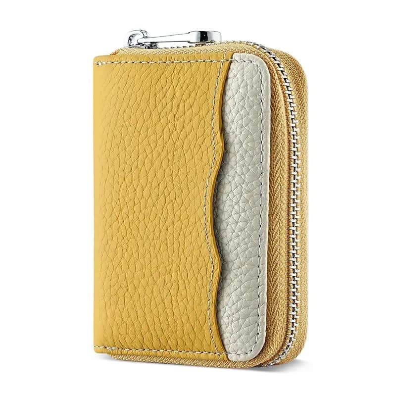 Linno RFID Genuine Leather Credit Card Holder Wallet 18 Card Slots (Yellow) thumbnail 2