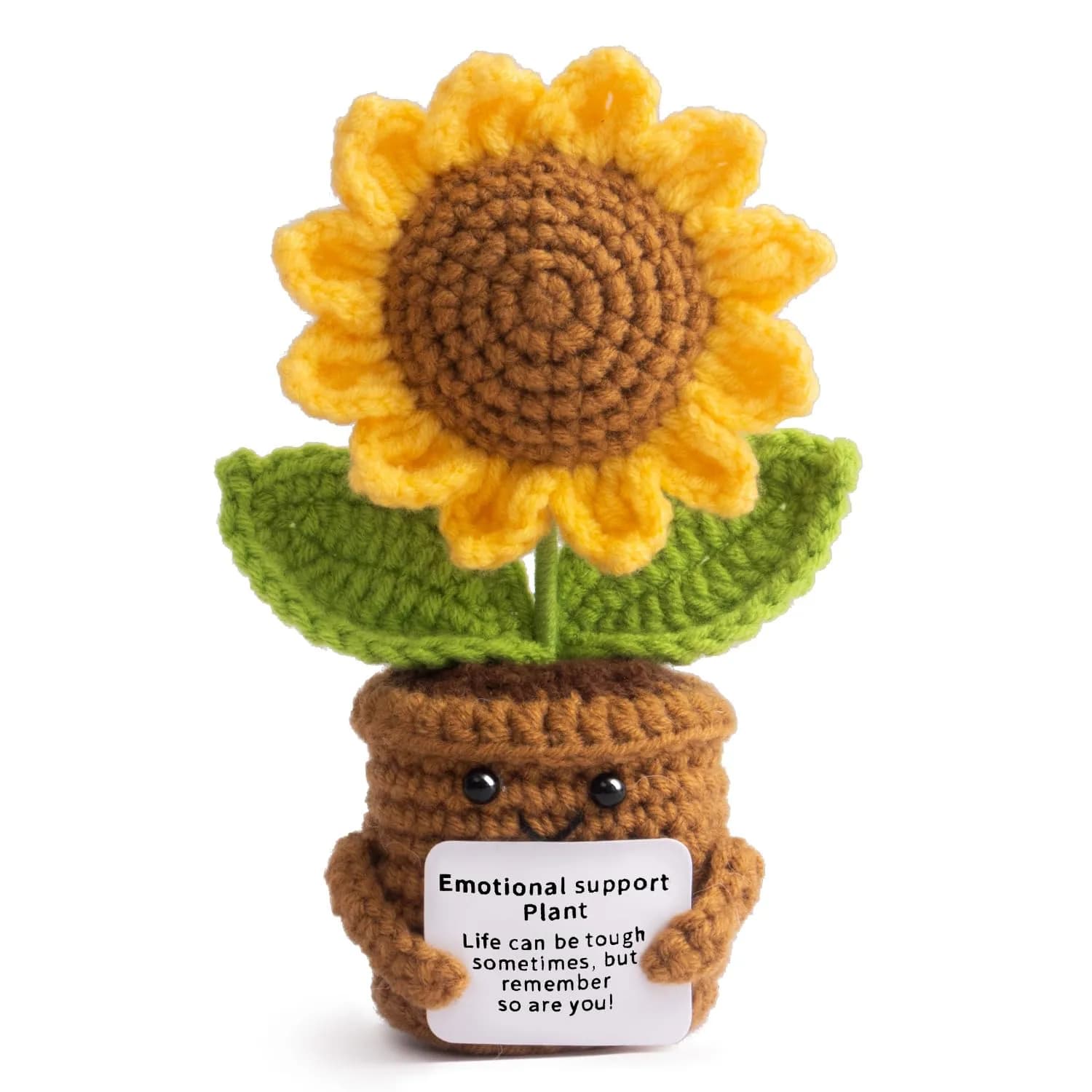 MS ZHENQIAO Forget-Me-Not Crochet Flower Potted Plant Gift | Handmade Desk Decor — Sunflower