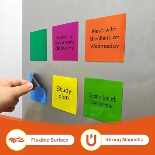 NIUBIKLUS Magnetic Dry Erase Reusable Sticky Notes 7.6cm x 7.6cm (3" x 3") | Pack of 18 for Whiteboards, Fridges, Lockers thumbnail 7