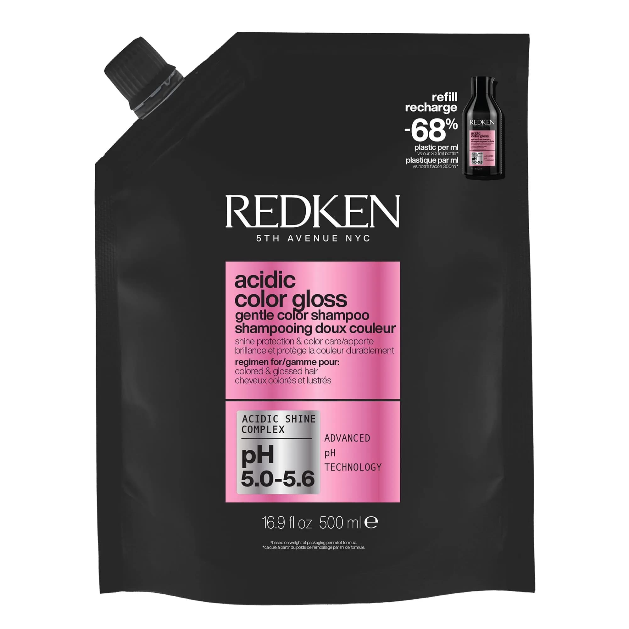 Redken Acidic Color Gloss Shampoo – 500ml (16.9 Fl Oz) Refill | Prolongs Salon Color & Adds Intense Shine — 500ml Refill