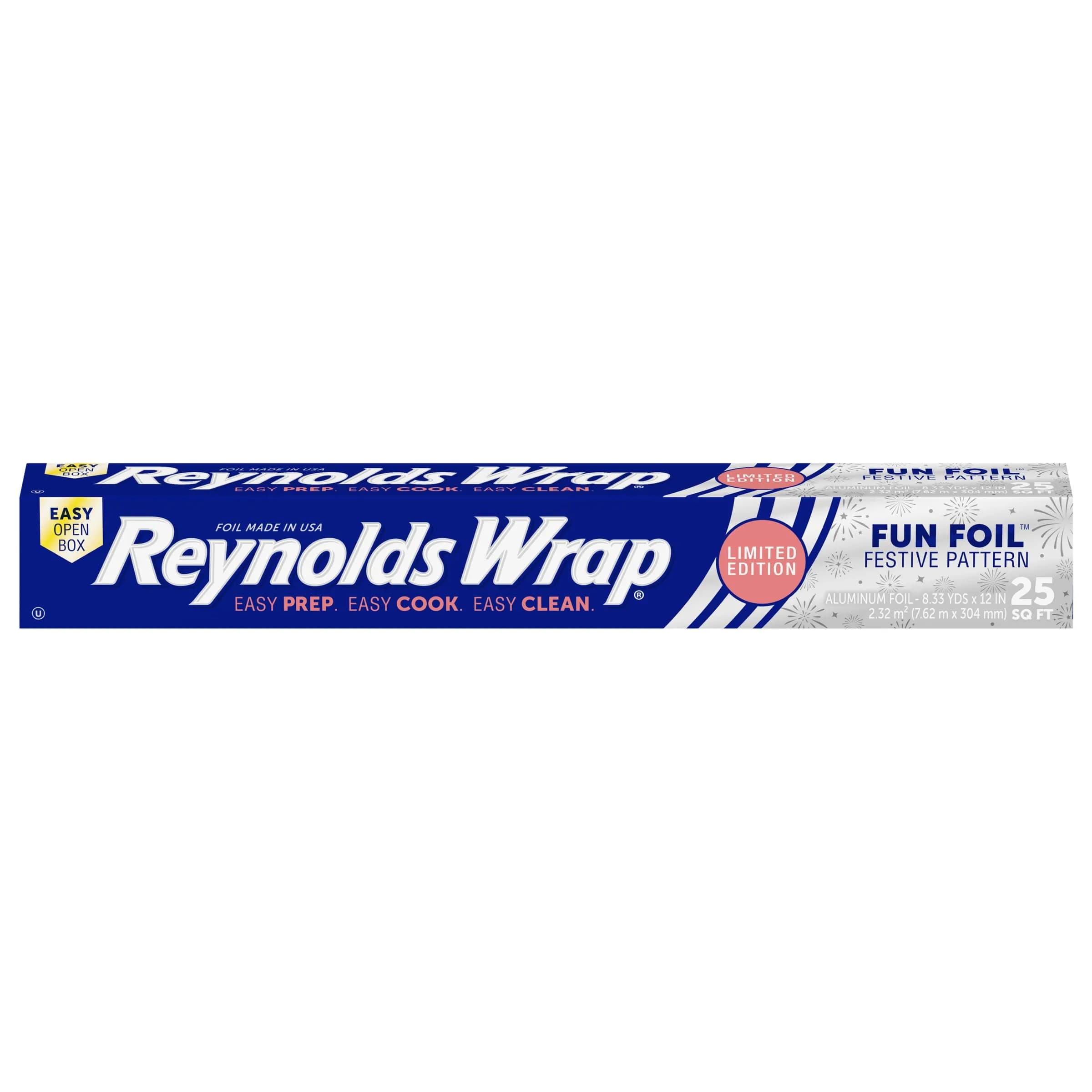 Reynolds Wrap Fun Foil with Festive Firework Pattern, Embossed Aluminum Foil Roll, 25 Sq. Ft. (709.7 g)