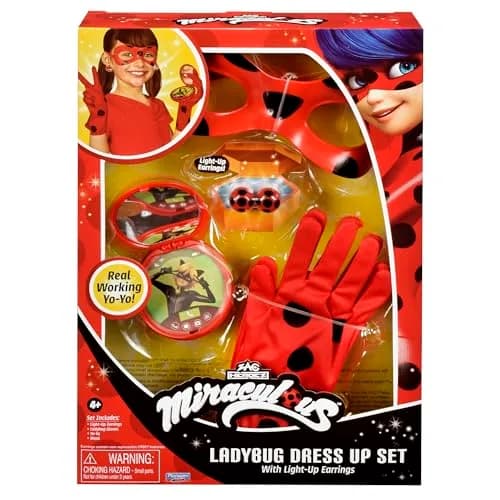 Miraculous Ladybug Dress Up Set with Lights | Light Up Earrings & Mask for Girls thumbnail 1