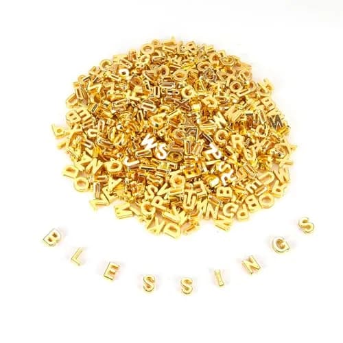 Horsdo Alphabet Letter Beads 9x12mm | Large Plastic A-Z for Jewelry & Crafts (Gold) thumbnail 1