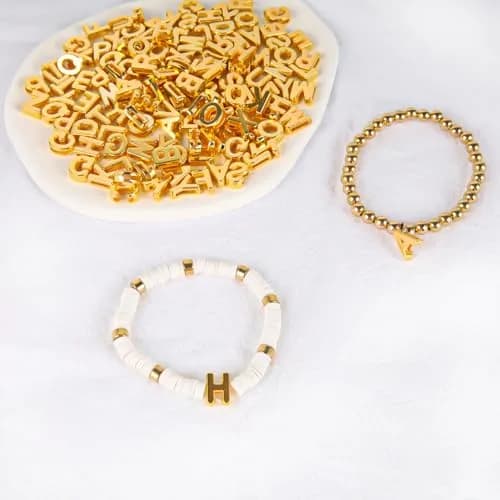 Horsdo Alphabet Letter Beads 9x12mm | Large Plastic A-Z for Jewelry & Crafts (Gold) thumbnail 5