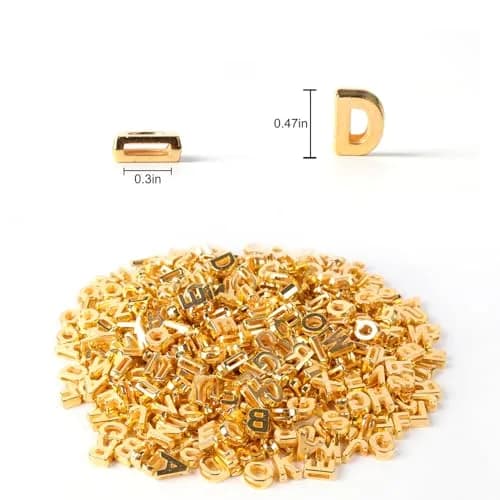 Horsdo Alphabet Letter Beads 9x12mm | Large Plastic A-Z for Jewelry & Crafts (Gold) thumbnail 2