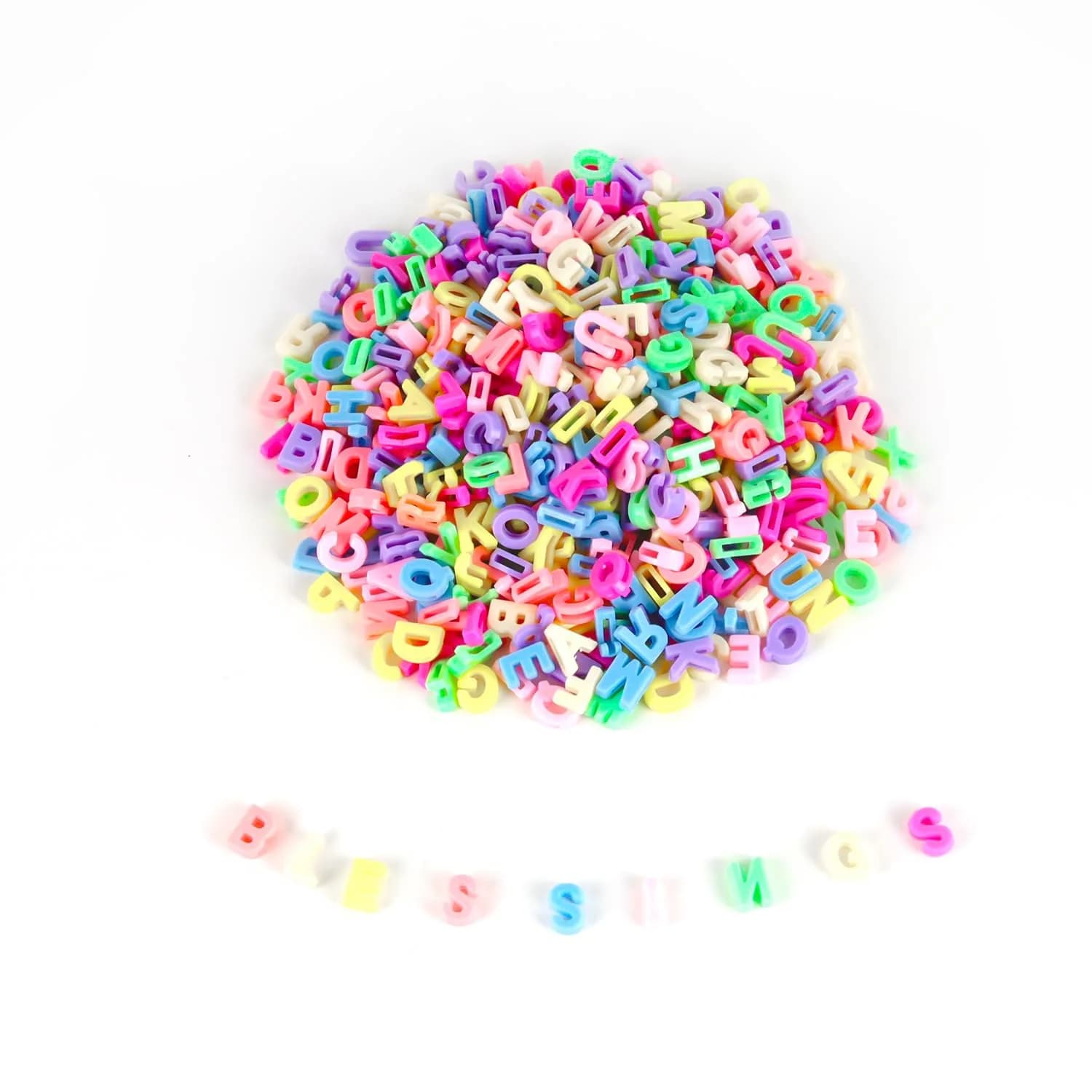Horsdo Craft Bead Alphabet Letters 9x12mm | Colorful Plastic Loose Beads for Jewelry & Crafts — Macaron