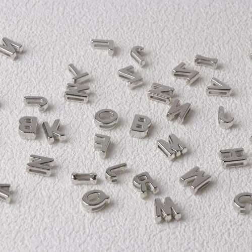 Horsdo Alphabet Letter Beads 9x12mm | Silver Plastic Loose Beads for Jewelry & Crafts thumbnail 3