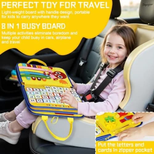 Esjay Busy Board Montessori Toys for Boys Girls 8 Pages | Educational Activities for Fine Motor Skills thumbnail 4