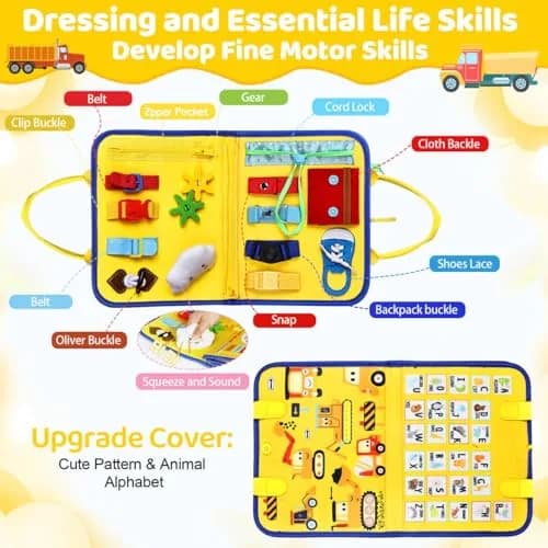 Esjay Busy Board Montessori Toys for Boys Girls 8 Pages | Educational Activities for Fine Motor Skills thumbnail 2