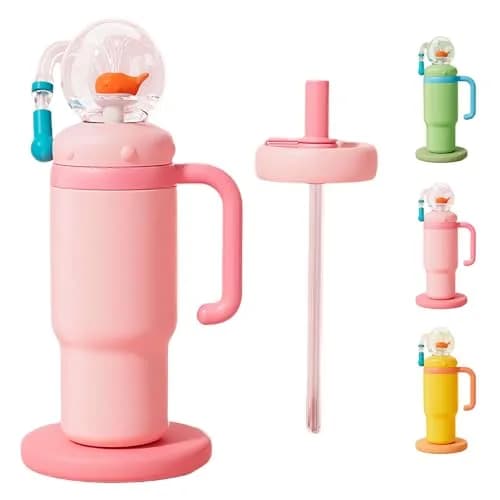 FRAGRANTGARDEN Whale Squirt 24oz Insulated Water Bottle with Handle | Leak-Proof Stainless Steel Kids & Adults thumbnail 1