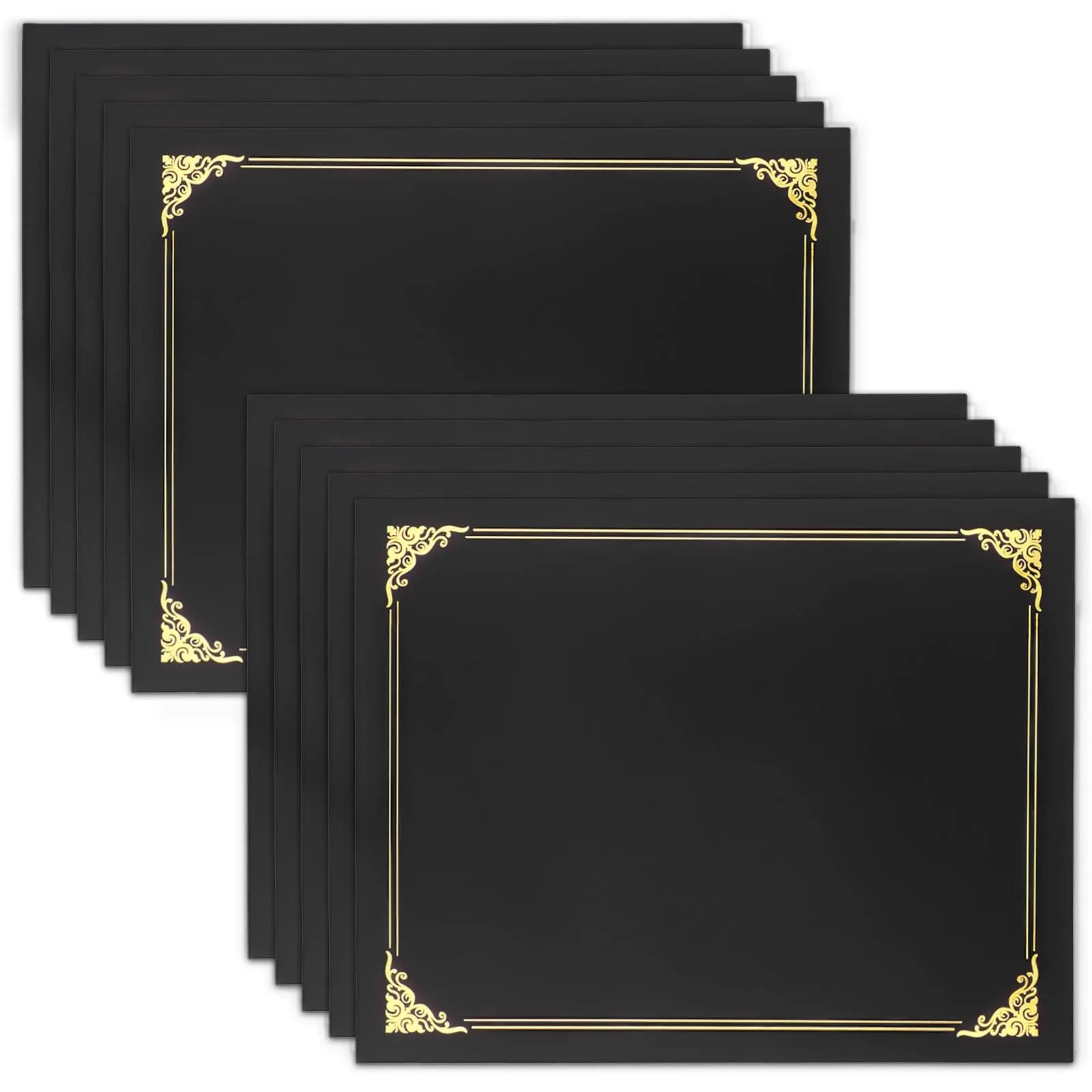 COIDEA Black Certificate Holders 10-Pack | 24.4cm x 30.6cm (9.4" x 12") Diploma Covers — 50-Pack