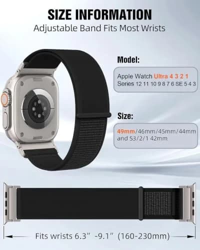 WANLISS Trail Loop Nylon Sport Band for Apple Watch Ultra 4 3 2 1 | Breathable, Rugged & Adjustable thumbnail 3