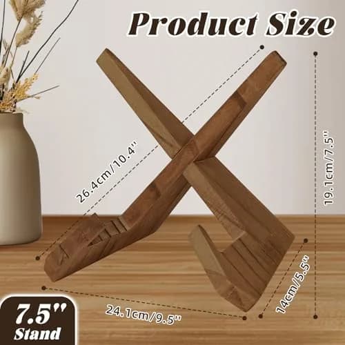 KINYFY Wooden Vinyl Record Stand, Plate Holder Display Stand 24 cm (9.5 in) | Vintage Style for Books & Photos thumbnail 2
