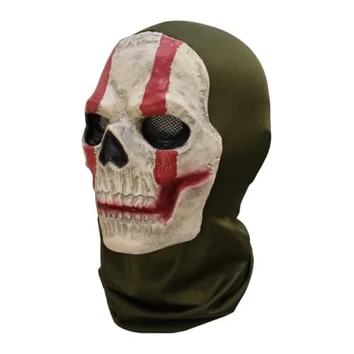 Masfrida Ghost Skull Mask Full Face Unisex for War Game Outdoor Sport Halloween Cosplay (Red, One Size) thumbnail 2