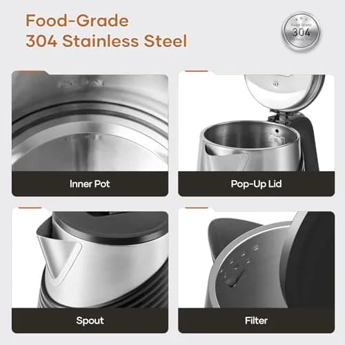 Olega Electric Kettle 1.8L | 1500W Stainless Steel Water Boiling for Coffee & Tea thumbnail 6