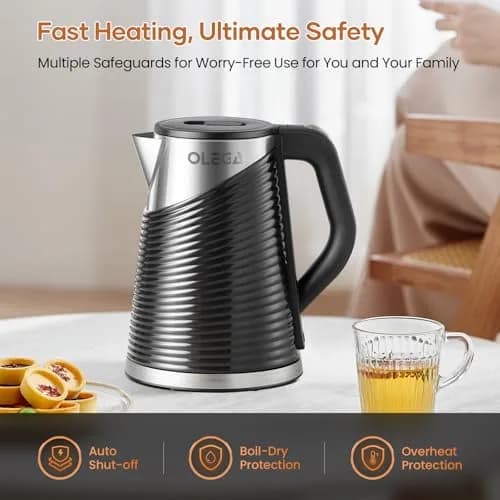 Olega Electric Kettle 1.8L | 1500W Stainless Steel Water Boiling for Coffee & Tea thumbnail 3