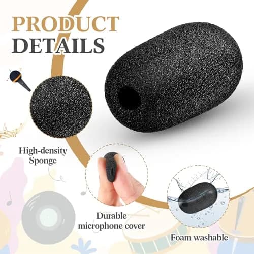 Innconee Mini Mic Foam Windscreen Covers 5mm x 3.6cm (20 Pcs) | Noise Reduction for Headset & Lapel Mics thumbnail 3