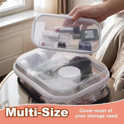 FHDUSRYO 6 Pcs Clear Hard Shell Zipper Case, Travel Makeup Bag | Multi-Size Waterproof Organizer for Cosmetics & Toiletries thumbnail 5