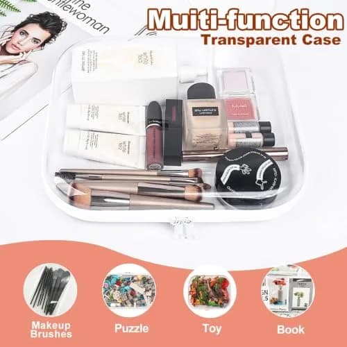 FHDUSRYO 6 Pcs Clear Hard Shell Zipper Case, Travel Makeup Bag | Multi-Size Waterproof Organizer for Cosmetics & Toiletries thumbnail 7