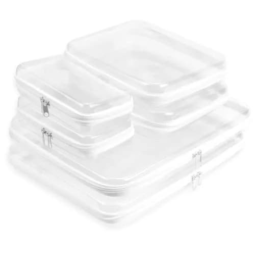FHDUSRYO 6 Pcs Clear Hard Shell Zipper Case, Travel Makeup Bag | Multi-Size Waterproof Organizer for Cosmetics & Toiletries thumbnail 8