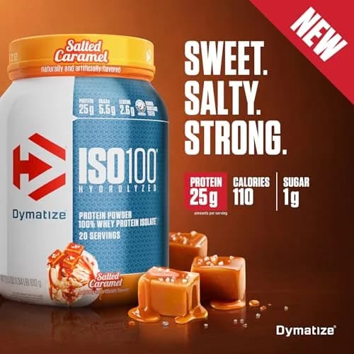 Dymatize ISO100 Whey Protein Isolate Salted Caramel 608g (1.34 lb) | 25g Protein Per Serving thumbnail 2