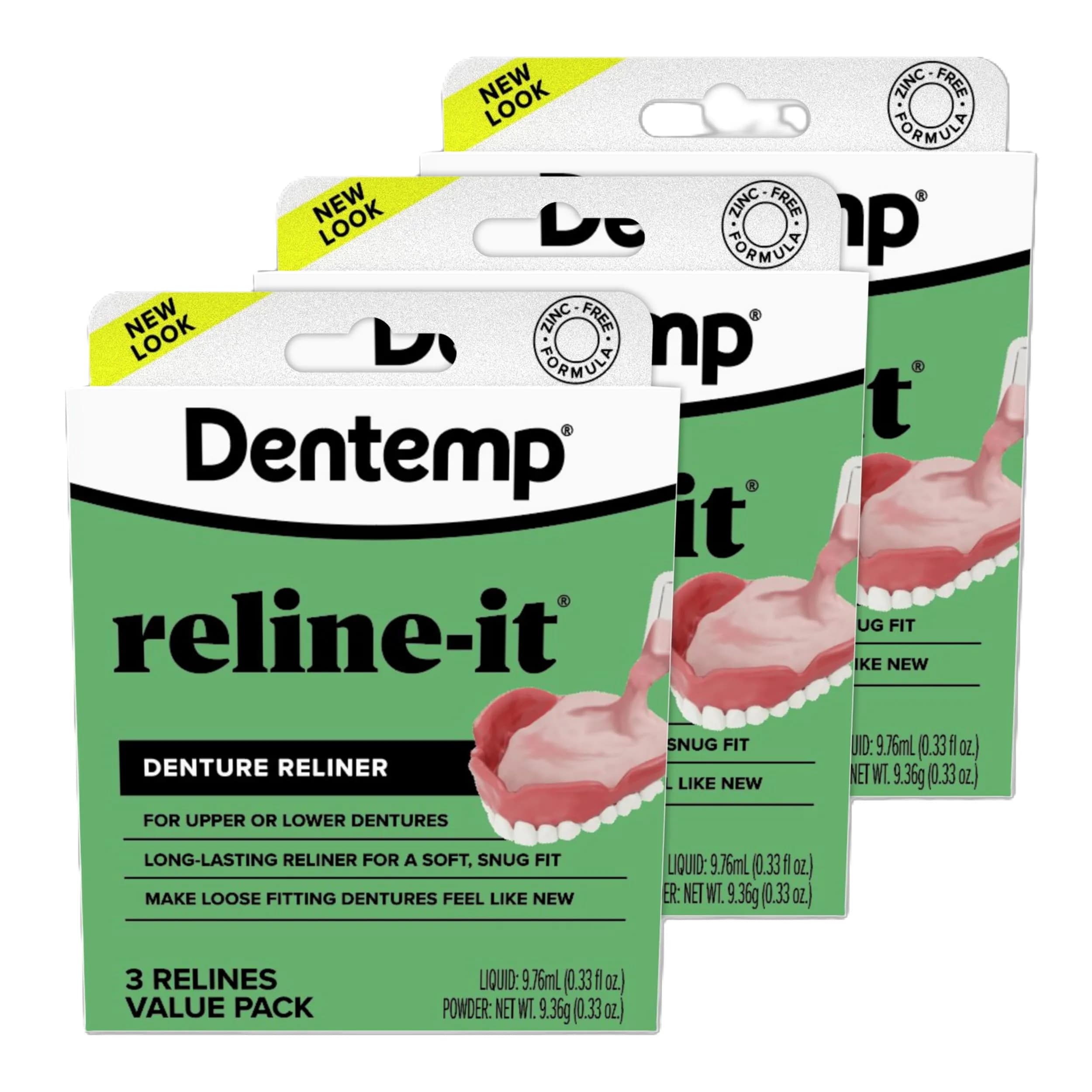 Dentemp Reline-It Denture Reliner Kit Value Pack 9 Relines | Professional Dental Soft Reline Material