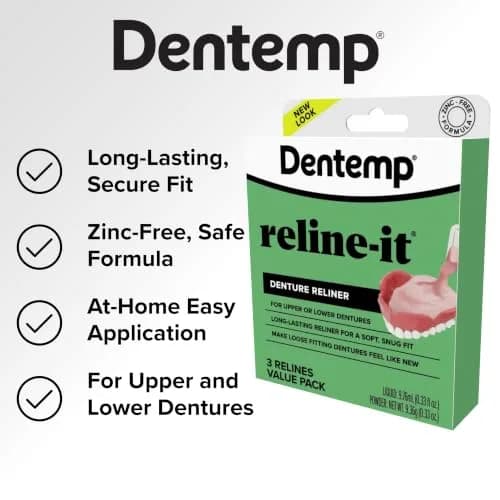 Dentemp Reline-It Denture Reliner Kit Value Pack 9 Relines | Professional Dental Soft Reline Material thumbnail 5