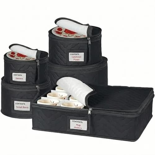 HOLDN’ STORAGE 5-Piece China Storage Set for 12 Place Settings | Quilted Microfiber with Dividers thumbnail 1