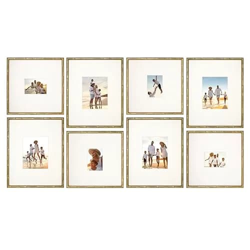 Camden Reed Arcadia Gallery Wall Frame Set, 16x20 and 16x16 Inch Matted Frames, 8 Piece, Antique Gold thumbnail 1