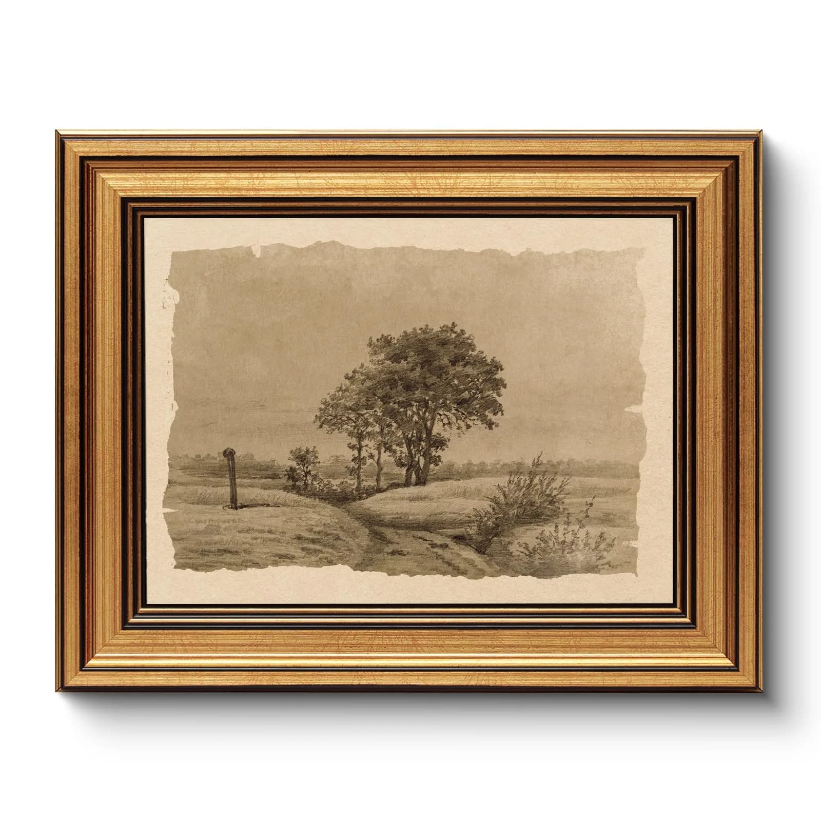 WHASAYART Gold Framed Vintage Wall Art for Living Room, Landscape Painting Prints Shelf Decor for Kitchen, Aesthetic Tree of Life Farmhouse Bedroom Wall Decor, Gifts for Family - Country Road 8x10in - main product image