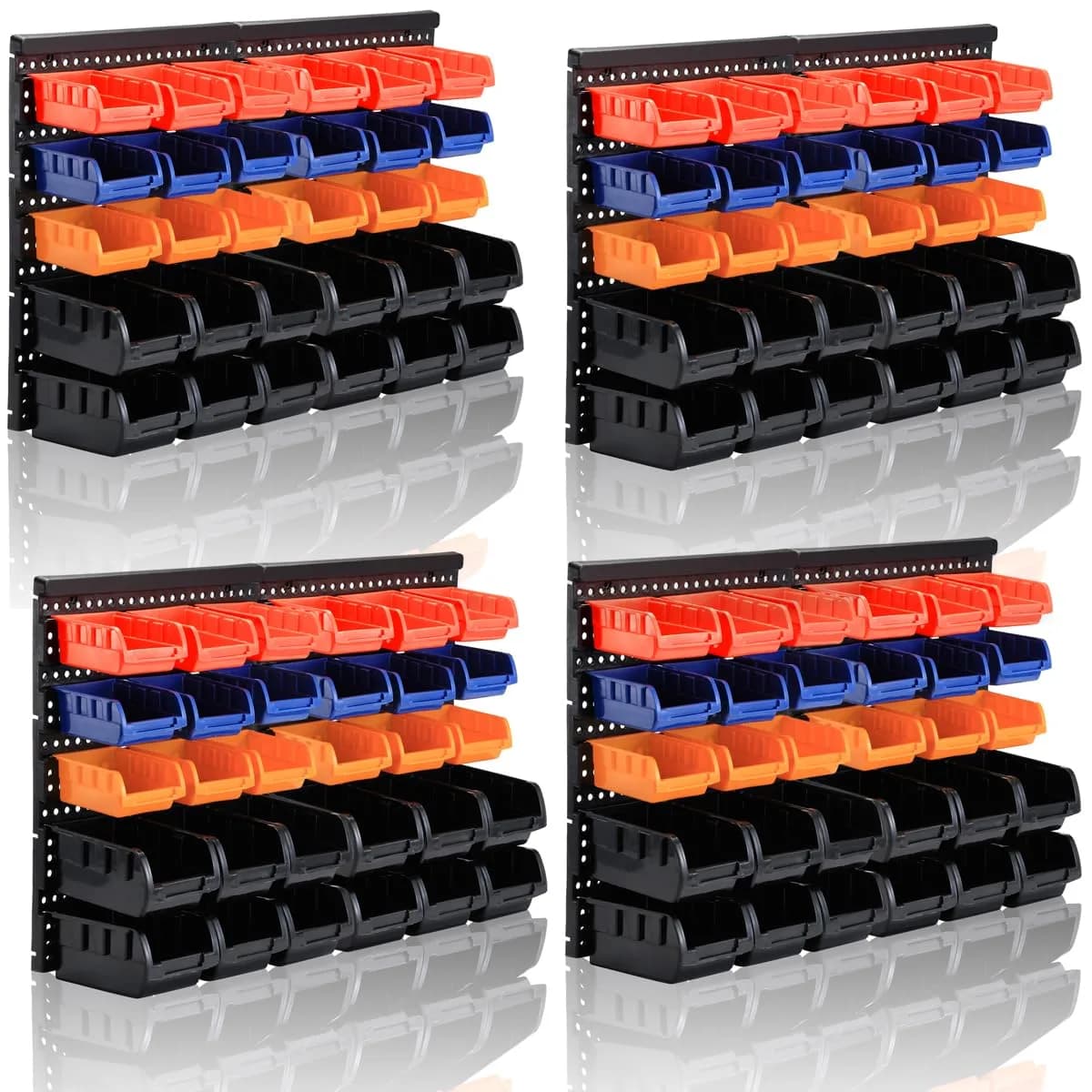 MULSAME Wall Mounted Storage Bins Parts Rack 25.2"x16.2" | Garage Organizer with 4 Colors — 50.4"*32.4" / Classic