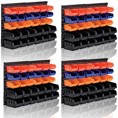 MULSAME Wall Mounted Storage Bins Parts Rack 50.4"x32.4" | Classic Garage Organizer with 4 Shelves thumbnail 1