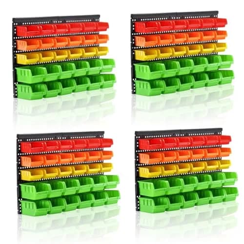 MULSAME Wall Mounted Storage Bins 4-Pack | Garage Organizer with Pegboard Bright Colors 50.4"x32.4" thumbnail 1