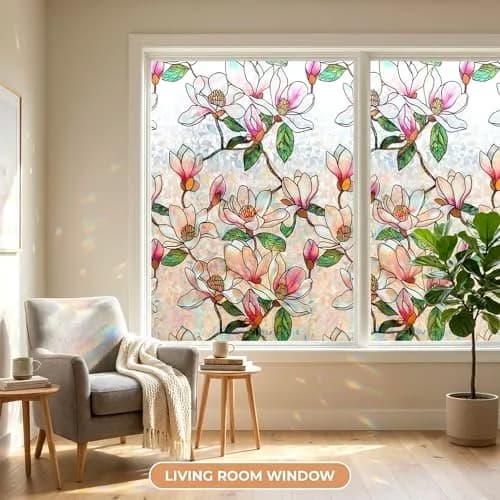 Mikomer Magnolia Rainbow Window Film Privacy Door Tint 17.5x78.7in | Stained Glass Sun Blocking Decor thumbnail 7