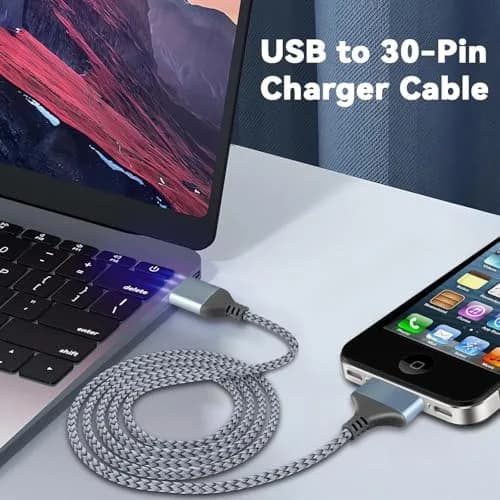 LBSC USB to 30 Pin Charging Cable | Fast Sync Data & Charging Nylon Braided Cord for iPhone 4/4s/3G/3GS thumbnail 7